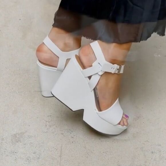 Robert Clergerie Darryl white Platforms Sandals Wedges Shoes Sz 41 10.5 NEW